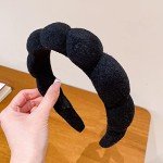 Soft Spa Headband with 2 Sponge Scrunchies - Black