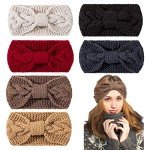 6 Pack Knit Headbands with Bow for Women