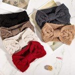 6 Pack Knit Headbands with Bow for Women