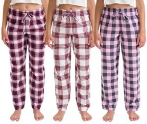 3 Pack Women's Cotton Flannel Pajama Bottoms
