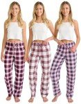 3 Pack Women's Cotton Flannel Pajama Bottoms
