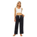 Cozy Black Fleece Pajama Pants for Women