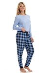 Blue Plaid Women's Pajama Bottoms by Suko
