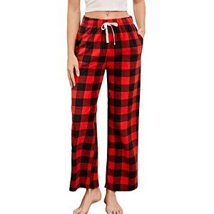 Comfy Buffalo Plaid Fleece Pajama Pants for Women