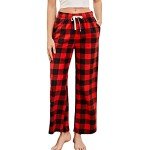 Comfy Buffalo Plaid Fleece Pajama Pants for Women