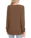 YSYOKOW Women Long Sleeve Tops Dressy Casual Shirts Fashion Pleated Blouses Crewneck Basic Tunic(Brown, Medium)