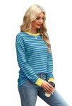 WIHOLL Long Sleeve Shirt Womens Striped Sweatshirt Color Block Women Winter Sweaters Christmas Green Shirts XL