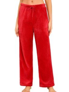Fluffy Fleece Pajama Pants for Women - Deep Red