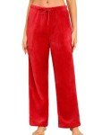 Fluffy Fleece Pajama Pants for Women - Deep Red