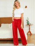 Fluffy Fleece Pajama Pants for Women - Deep Red