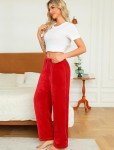 Fluffy Fleece Pajama Pants for Women - Deep Red