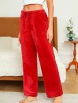 Fluffy Fleece Pajama Pants for Women - Deep Red