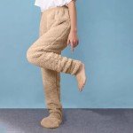 Cozy Adult Fleece Footed Pajama Pants - Beige