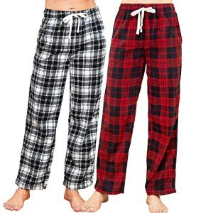 Cozy Plaid Fleece Pajama Pants for Women - 2 Pack