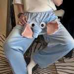 Cute Cartoon Elephant Pajama Pants for Relaxing