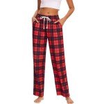 Women's Comfy High-Waisted Plaid Pajama Pants
