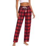 Women's Comfy High-Waisted Plaid Pajama Pants