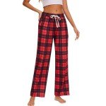 Women's Comfy High-Waisted Plaid Pajama Pants