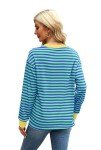 WIHOLL Long Sleeve Shirt Womens Striped Sweatshirt Color Block Women Winter Sweaters Christmas Green Shirts XL