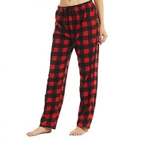 Cozy Red Fleece Plaid Pajamas for Women