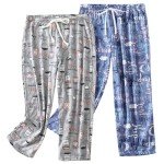 ENJOYNIGHT Women's Cotton Capri Pajama Pants