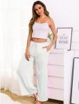 Satin Silk Pajama Pants with Pockets - White