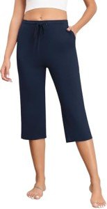 LAOLASI Women's Soft Dark Blue Capri Pajama Pants