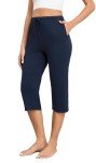 LAOLASI Women's Soft Dark Blue Capri Pajama Pants