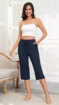 LAOLASI Women's Soft Dark Blue Capri Pajama Pants
