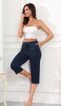 LAOLASI Women's Soft Dark Blue Capri Pajama Pants