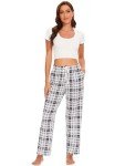 Plaid Lounge Pants with Pockets for Women