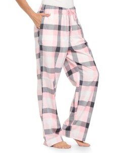 Women's Soft Flannel Pajama Pants - Grey Pink Plaid