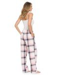 Women's Soft Flannel Pajama Pants - Grey Pink Plaid