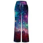 Purple Leopard Print Flare Pajama Trousers for Women