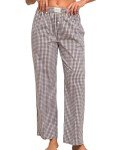 Plaid Cotton Lounge Pants with Pockets for Women