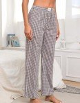 Plaid Cotton Lounge Pants with Pockets for Women