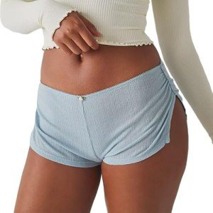 Light Blue Y2K Low Rise Booty Shorts for Women