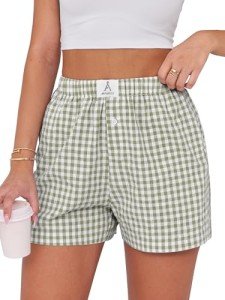 ANRABESS Women’s Summer Plaid Lounge Shorts