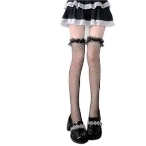 Glossy Thigh High Fishnet Stockings for Women
