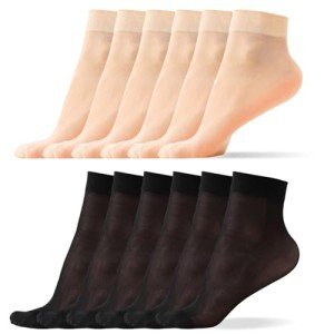 12 Pack Women's Sheer Ankle High Nylon Socks
