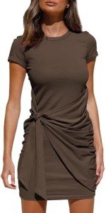 Isermeo Women's Summer Tie Front Mini Dress