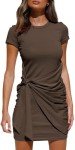 Isermeo Women's Summer Tie Front Mini Dress