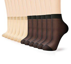 12 Pairs Women's Sheer Ankle Nylon Socks