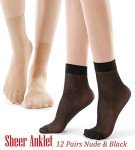 12 Pairs Women's Sheer Ankle Nylon Socks