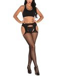 High Waisted Fishnet Suspender Tights for Women