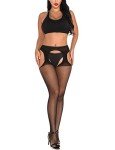 High Waisted Fishnet Suspender Tights for Women
