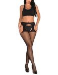 High Waisted Fishnet Suspender Tights for Women