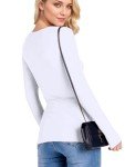 Dazevt Womens Long Sleeve Stretch Crewneck Ribbed Knit Tops Slim Fitted Underscrubs Casual Basic T Shirt(Small, White)