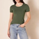 Amazon Essentials Women's 2-Pack Classic-Fit Short-Sleeve Crewneck T-Shirt, Olive/Black, L