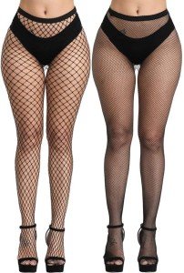 High Waist Fishnet Tights - Black Thigh Highs